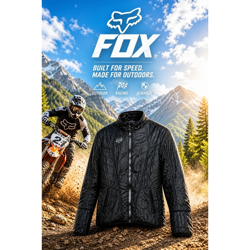 Fox Racing Quilted Moto Jacket Black Lightweight Biker Y2K Streetwear‎ Size S